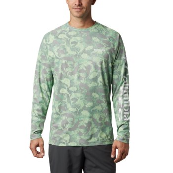 Columbia Muške Majice S Kapuljačom - PFG Terminal Deflector Printed Long Sleeve Sive Maskirne | USJK
